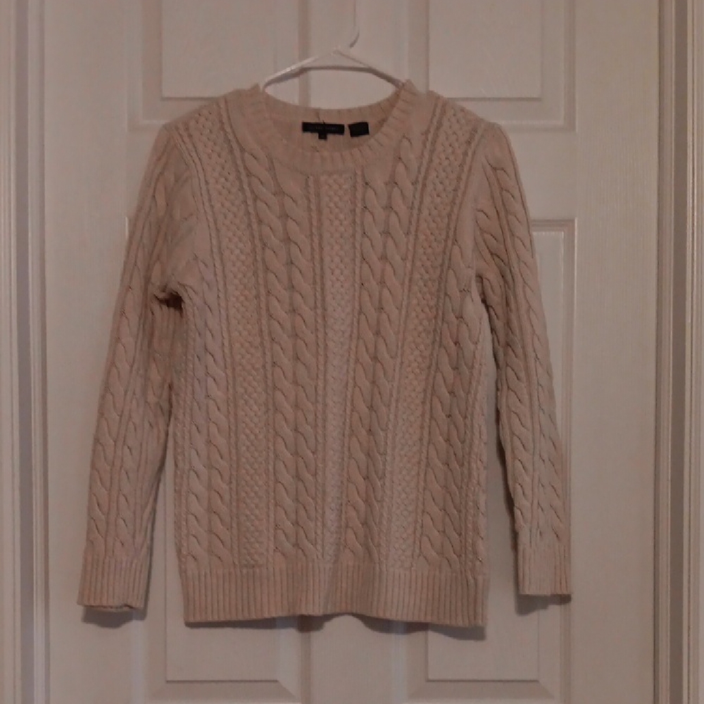 JEANNE PIERRE Cable Knit Sweater in Cream